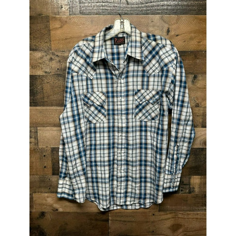 Plains Men's Long Sleeve Pearl Snap Size Large‎